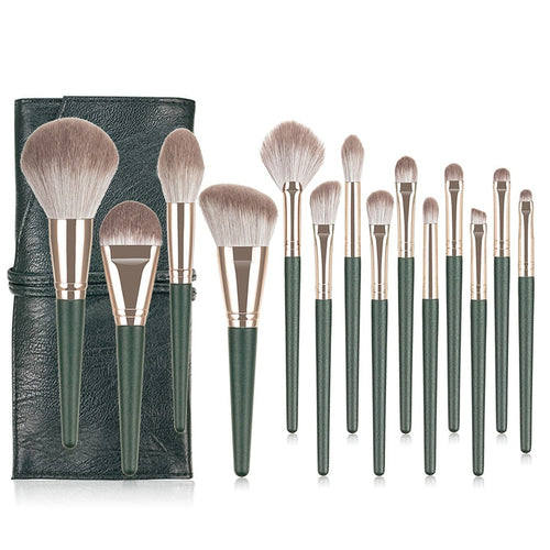 14pcs Green Cloud Makeup Brushes Cosmetics Tools Set Wooden Handle Green – The perfect Makeup Brush for you, by S.P. Beauty