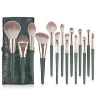 14pcs Green Cloud Makeup Brushes Cosmetics Tools Set Wooden Handle – The perfect Makeup Brush for you, by S.P. Beauty